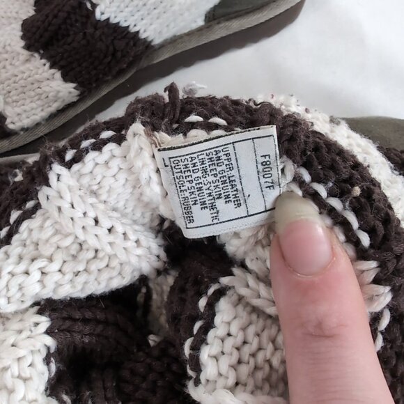 UGG Australia Striped Knit Sock Boots Brown Cream White Women US 7 Leather 5822 - Picture 14 of 15